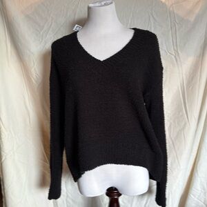 NWT Sanctuary Fuzzy Black V Neck Sweater